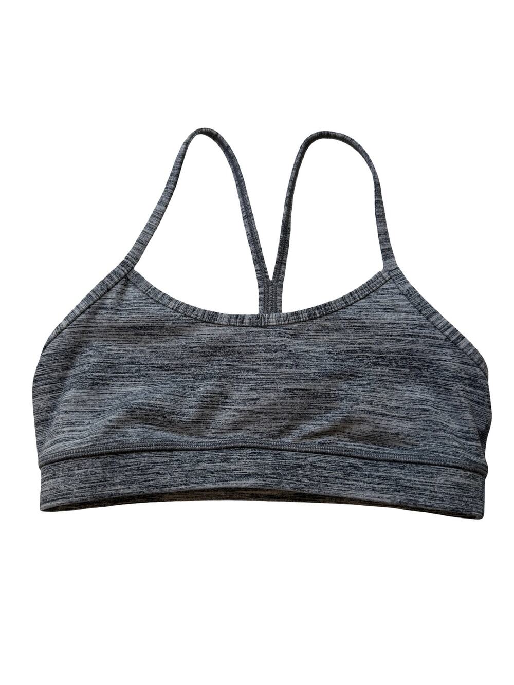 Lululemon Flow Y Bra IV Heathered Gray Racerback Yoga Sports Bra Sz 6 NO PADS